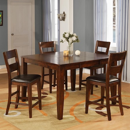 Counter Pub Table Set with 4 Bar Stools