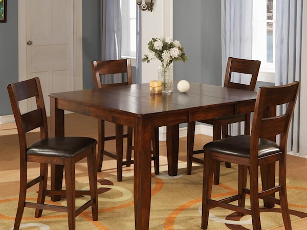 Counter Pub Table Set with 4 Bar Stools