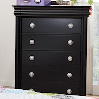 Tall Black Chest with 5 Drawers