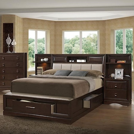Queen Bookcase Bed with 2 Night Stands/Piers