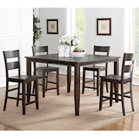 5 Piece Counter Height Dining Set with Square Table