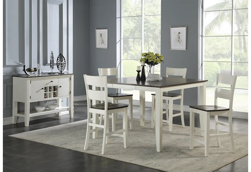 Carey White Counter Table + 4 Stools by HH at Walker's Furniture