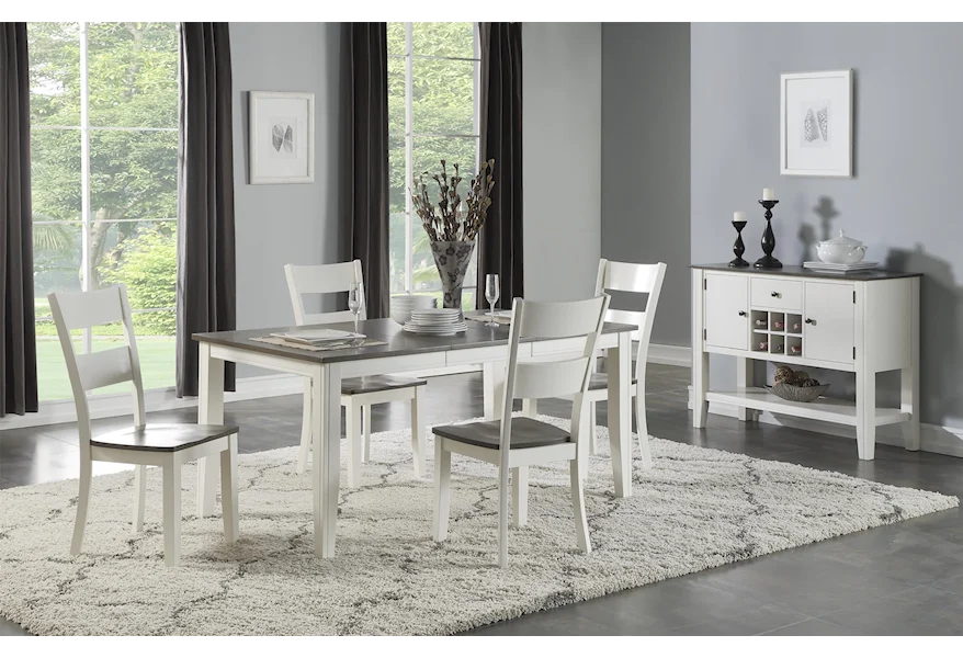 Carey White Table + 4 Chairs by HH at Walker's Furniture