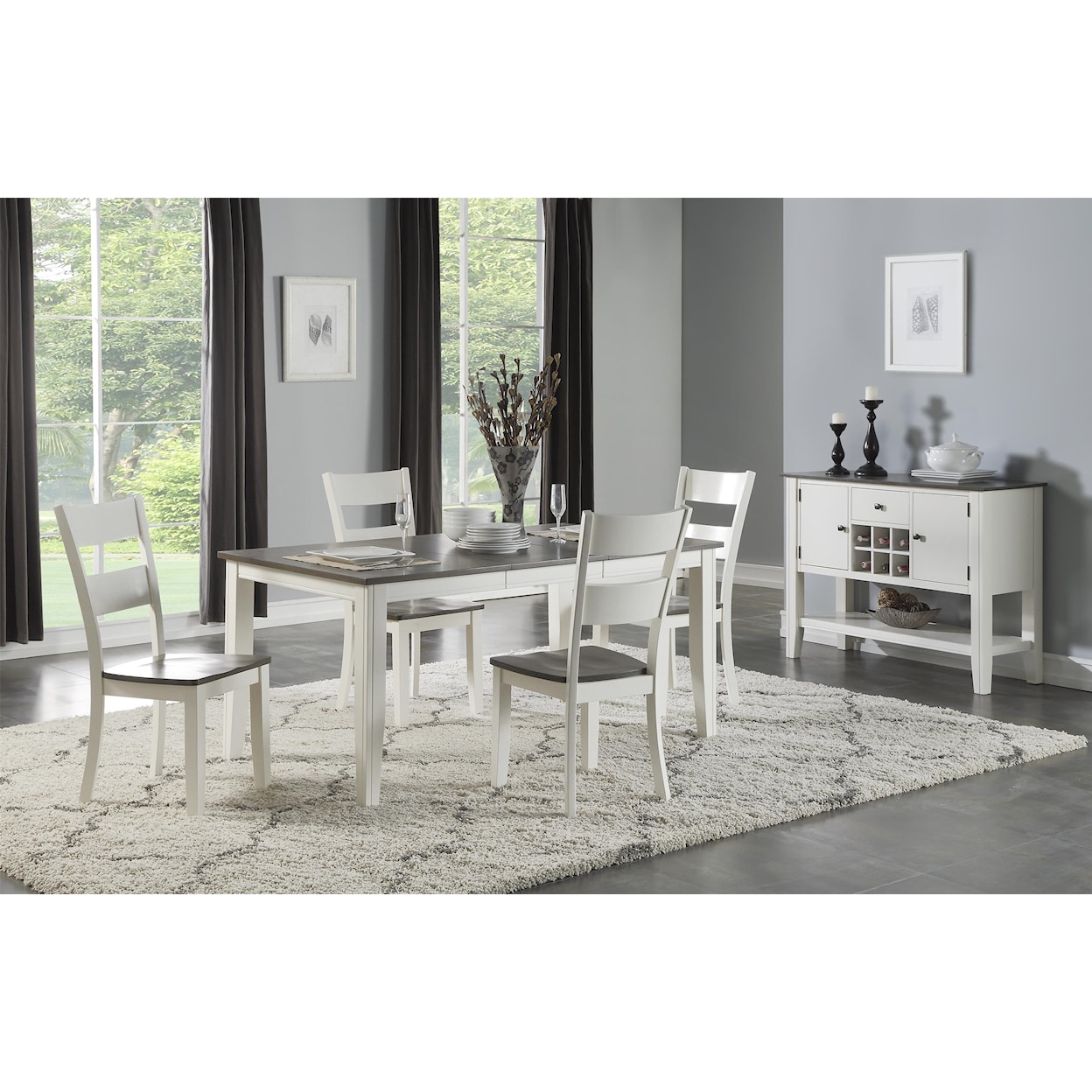 HH Carey White Table + 4 Chairs