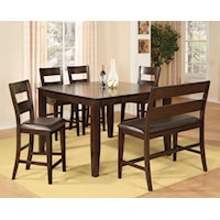 6 Piece Counter Table, Chairs and Bench Set