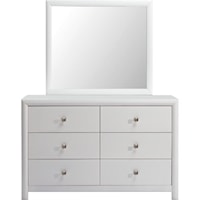 White 6 Drawer Dresser with Mirror