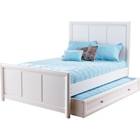 White Full Size Panel Bed with 2 Drawer Underbed Storage