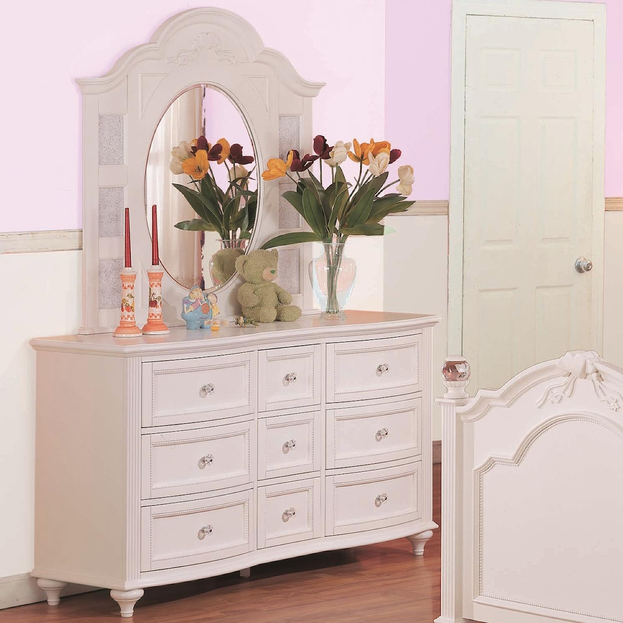 Holland House Chantilly Drawer Dresser and Triple Mirror