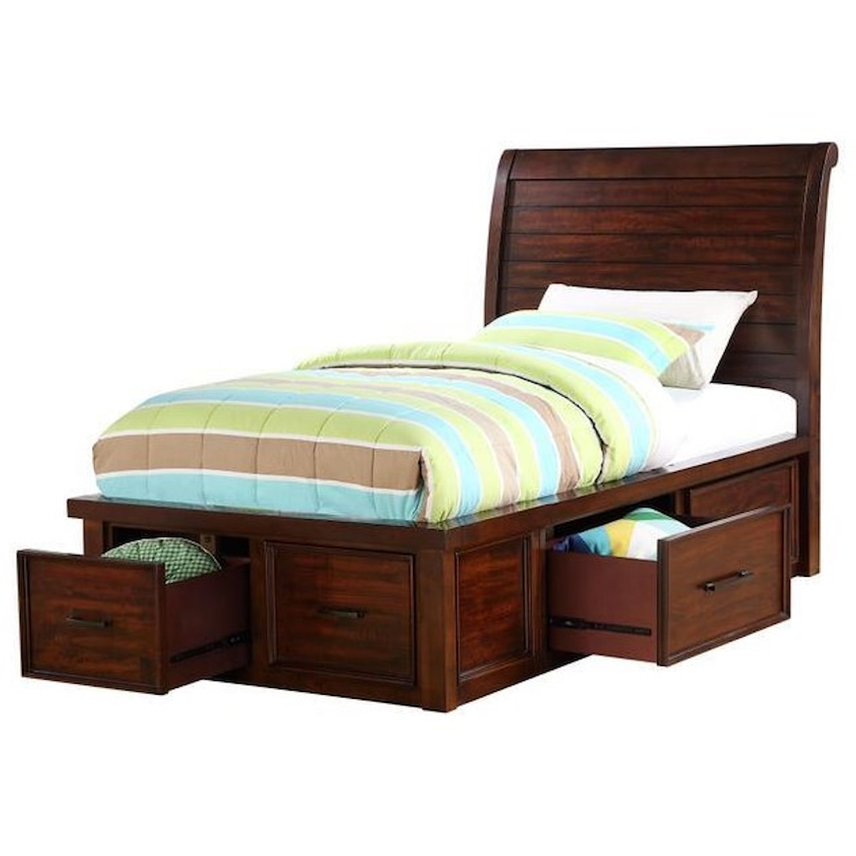 HH HAYWARD TWIN SLEIGH BED WITH STORAGE WITH DRAWERS