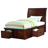 TWIN SLEIGH BED WITH STORAGE DRAWERS