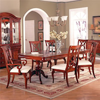 Double Pedestal Rectangular Dining Table with Dining Chairs