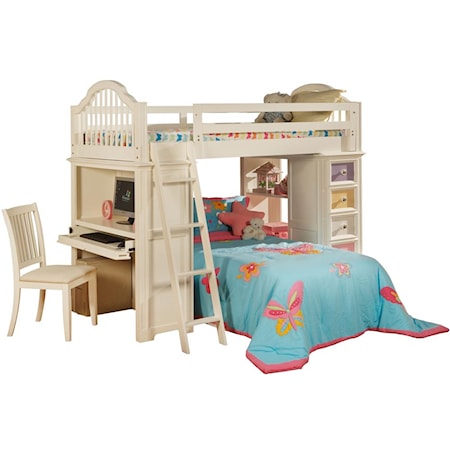 3/3 Loft Bed With Desk and Chest