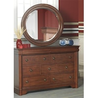 Round Mirror and Dresser Combination