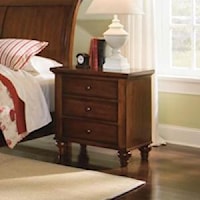 Transitional 3-Drawer Night Stand with Decorative Tuned Feet