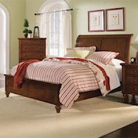 Transitional Twin Sleigh Bed with Decorative Turned Feet