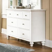 Transitional 7-Drawer Dresser with Decorative Turned Feet