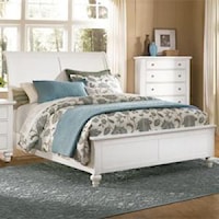 Transitional Full Sleigh Bed with Decorative Turned Feet