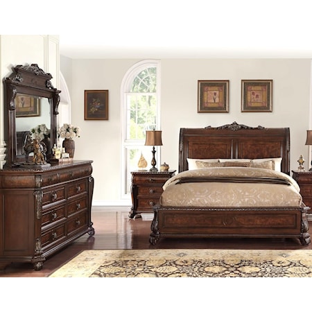 5 Piece Elizabeth Sleigh Bed Group