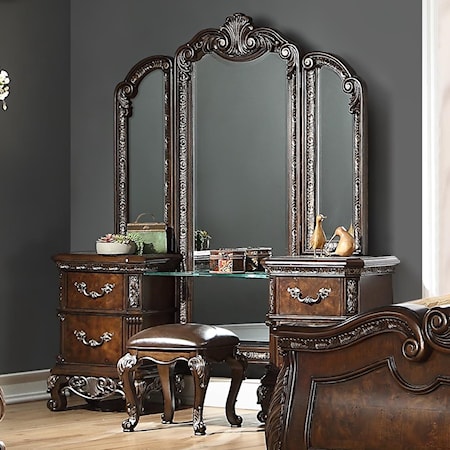 Vanity With Triple Mirror