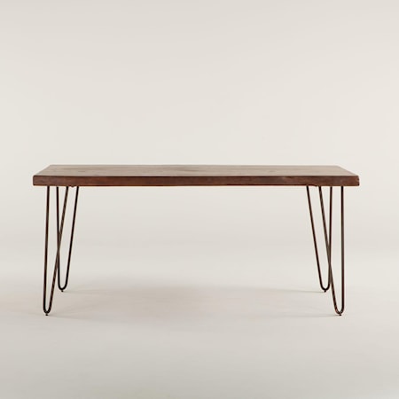 Solid Wood Dining Bench with Metal Base