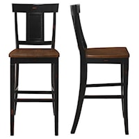 Set of 2 Counter Height Panel Back Side Chairs