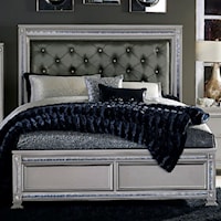 Glam Queen Headboard and Footboard Bed with Intricate Inlays