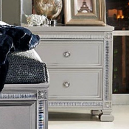 Glam Nightstand with 2 Drawers and Intricate Inlay