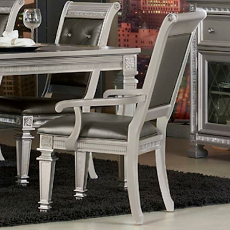 Glam Dining Arm Chair with Upholstered Seat and Seat Back