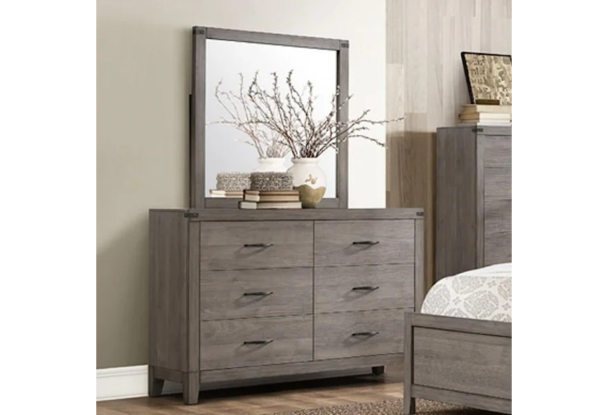 2042 Contemporary Dresser and Mirror by Homelegance at Nassau Furniture and Mattress