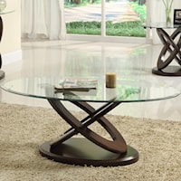 Oval Cocktail Table with Glass Top