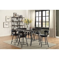 Counter Height Table and Chair Set with Wine Bottle Storage