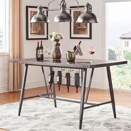 Counter Height Table with Wine Storage and Glass Insert