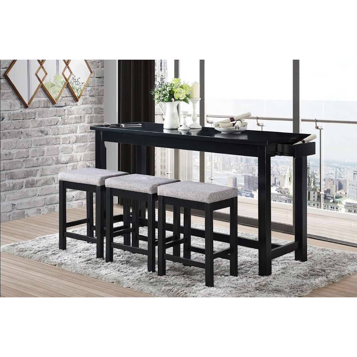 Homelegance Furniture Connected Collection 4-Piece Pack Counter Height Set