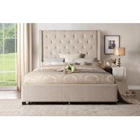 Queen Storage Bed w/ Nailhead Trim