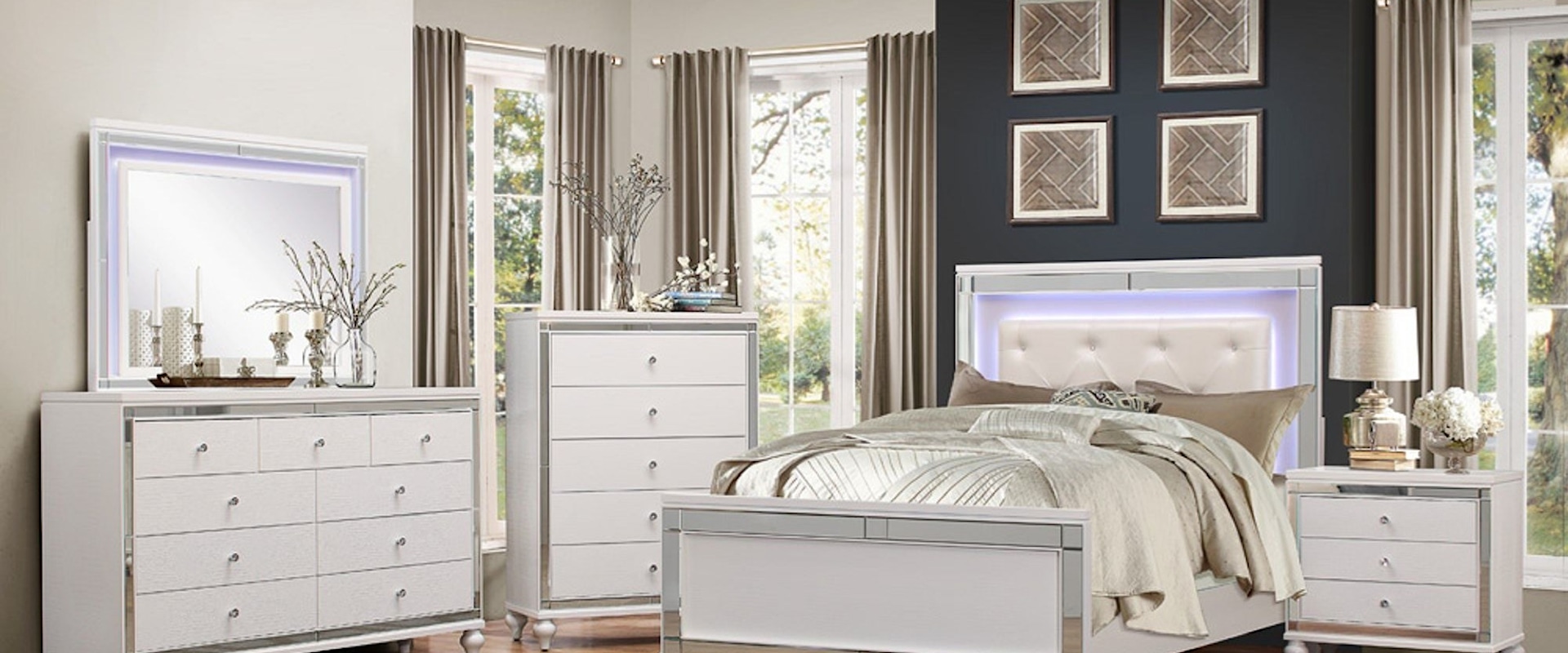 Glam Queen LED Lit Bedroom Group