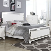 Glam Queen Bed with Mirror Inlays and Embossed Alligator Texture