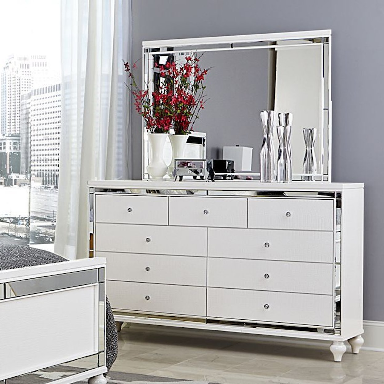 Homelegance Furniture Alonza Dresser and Mirror Combo