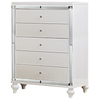 Glam Chest of Drawers with Mirrored Inlays and Embossed Alligator Texture