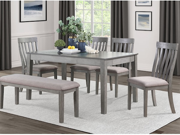 6-Piece Table and Chair Set with Bench