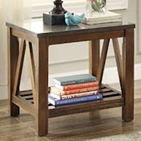 Mission End Table with Bluestone Marble Top