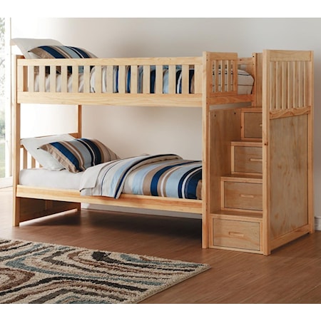 Twin-Over-Twin Bunk Bed with Stair Storage