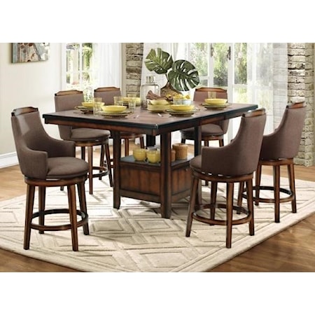 Transitional Counter Height Table and Chair Set with Storage