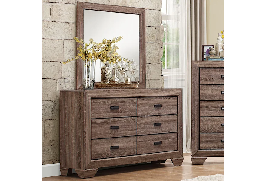 Beechnut Modern 6-Drawer Dresser and Mirror by Homelegance at Z & R Furniture