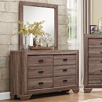 Contemporary 6-Drawer Dresser and Mirror with Dovetail Joinery