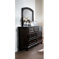Gray Transitional Wooden Dresser and Mirror