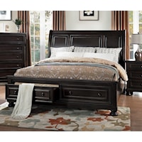 Grey Transitional Queen Platform Bed with Foot-Storage