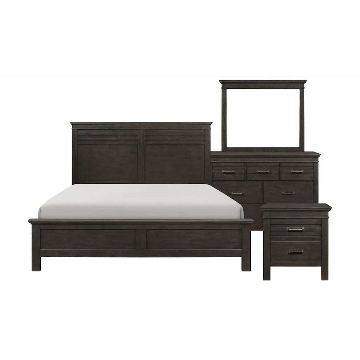 Homelegance Furniture Blaire Farm Queen Bed Dresser Mirror and 1 Nightstand