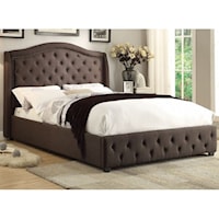 Transitional Full Upholstered Bed with Button Tufting and Nailhead Trim