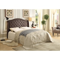 Transitional California King Upholstered Bed with Button Tufting and Nailhead Trim