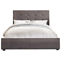 Contemporary King Upholstered Bed with Tufted Headboard